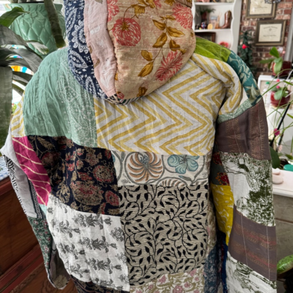 Ashley Taylor Patchwork Hoodie Boho Colorful One … - image 8